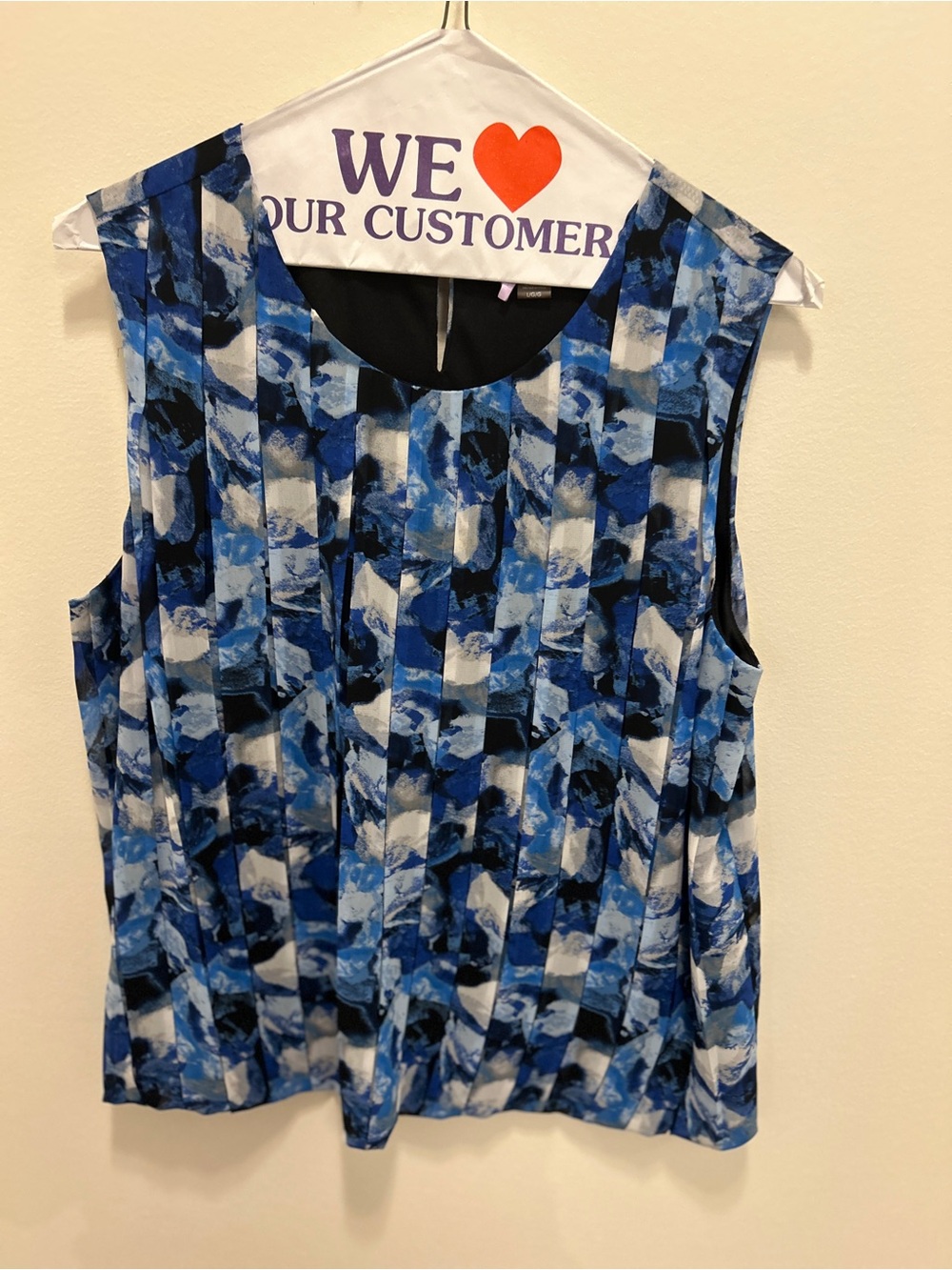 Calvin Klein Pleated Floral Bubble Hem Sleeveless Blouse Top - Size L